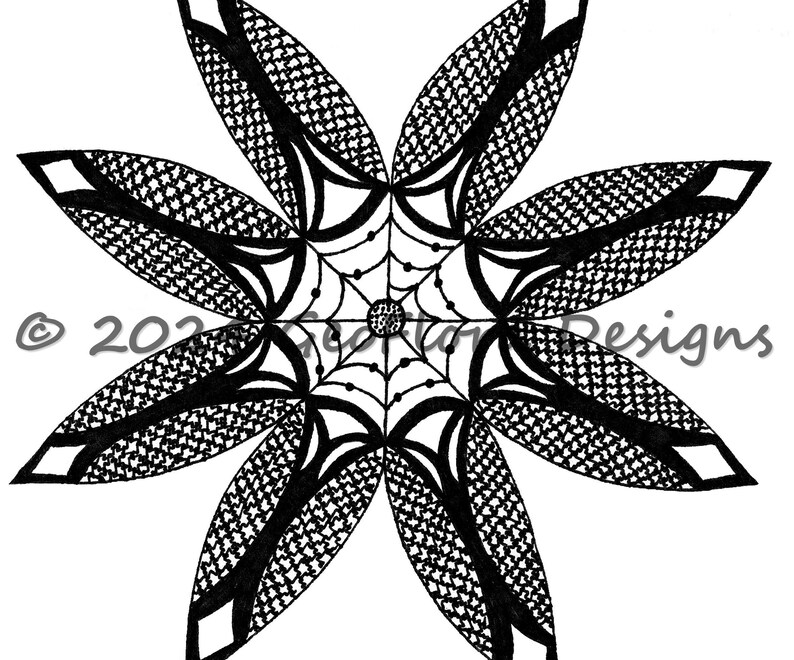 Black and White, Geometric Flower, Hand Drawn - Etsy
