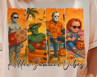 Killers Summer Vibes Png, Horror Characters png, Funny Horror Summer png, Horror's Vacation Png, Halloween png, Summer png, Retro Summer png