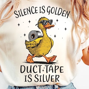 T-Shirt Uomo 'Silence Is Golden Duct Tape Is Silver', 10 Colori, Taglie S-3XL, Cotone 100%, Swagwear