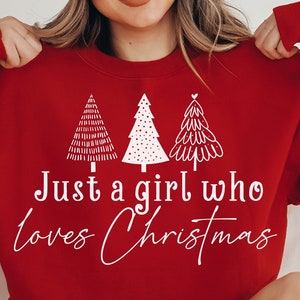 Just a Girl Who Loves Christmas - Black and White Font Included - SVG & PNG Digital Download