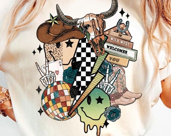 Retro Western Cowboy png | Western png, Digital Download , T-Shirt Print Design