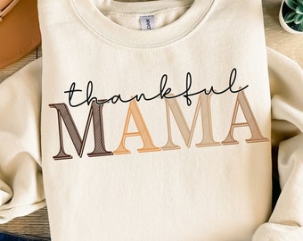 Retro Thankful Mama & Mini SVG and PNG, Thanksgiving Svg, Fall Mommy and Mini Svg, Family Thanksgiving Svg, Cricut Svg, Sublimation Png File
