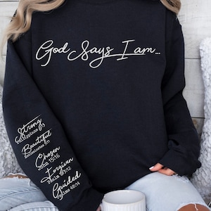 Elegante cita cristiana en formato SVG y PNG, Dios dice "Yo soy" en SVG, diseño de manga para camiseta en SVG, versículo bíblico en SVG, escritura en SVG, SVG religioso