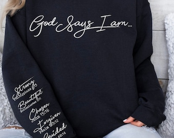 Elegant Christian Quote SVG PNG, God Says I am Svg, Sleeve Shirt Design Svg, Bible Verse svg, Scripture svg, Religious Svg