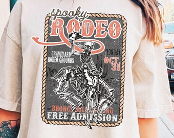 affiche de rodéo d'Halloween vintage, cowboy squelette effrayant Halloween western png, Western Halloween png, Halloween vintage png, sublilmation png