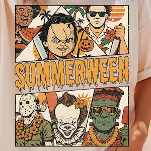 Summer Halloween png, I Freaking Love Summer PNG, Funny Halloween Funny, Horror Characters png, Halloween in Summer Digital Shirt Design
