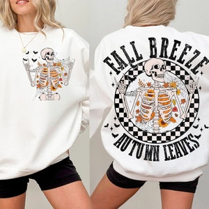 Herfst png, herfstbries en herfstbladeren, skelet png, halloweenskelet png, jack o lantaarn png, skeletpompoenkruid png, trendy halloween