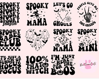 50 retro Halloween SVG bundel, Halloween clipart, Ghost Svg, Halloween shirt Svg, hippie Svg, retro Svg, Svg bundel, sublimatie ontwerpen