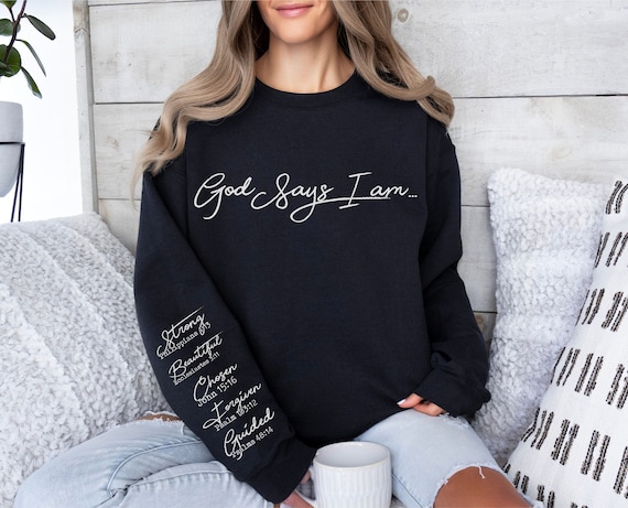 Elegant Christian Quote SVG PNG, God Says I am Svg, Sleeve Shirt Design Svg, Bible Verse svg, Scripture svg, Religious Svg