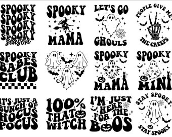 Retro Halloween SVG bundel, Halloween clipart, Ghost Svg, Halloween shirt Svg, hippie Svg, retro Svg, Svg bundel, sublimatie ontwerpen