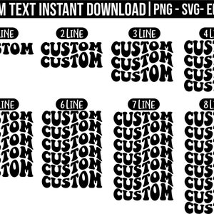 Benutzerdefinierte gewellter Text svg, benutzerdefinierte gewellte Buchstaben svg, benutzerdefinierte gewellte Schrift svg, benutzerdefinierte gewellte gestapelte svg, benutzerdefinierte wellenförmige Schrift benutzerdefinierte wellige Retro svg dxf eps
