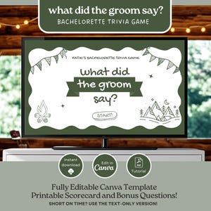 What Did The Groom Say Game Bachelorette Trivia Game Hen Party Game Template Editable Bridal Shower Game Camp Bachelorette Groom Quiz