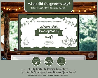 What Did The Groom Say Game Bachelorette Trivia Game Hen Party Game Template Editable Bridal Shower Game Camp Bachelorette Groom Quiz