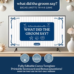 What Did The Groom Say Bachelorette Trivia Game Bach Drinking Game Hens Party Last Toast on Coast Powerpoint Game Beach Bachelorette Party