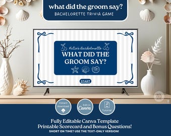 What Did The Groom Say Bachelorette Trivia Game Bach Drinking Game Hens Party Last Toast on Coast Powerpoint Game Beach Bachelorette Party