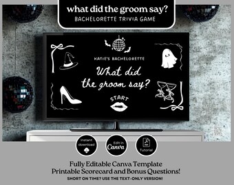 What Did The Groom Say Game Halloween Bachelorette Trivia Game Hen Party Game Template Editable Bridal Shower Game Bride or Die Groom Quiz