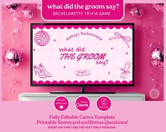 What Did the Groom Say Bachelorette Trivia Drinking Game Hen Do Party Game Editable Bridal Shower Powerpoint Bach Party Quiz Game Template
