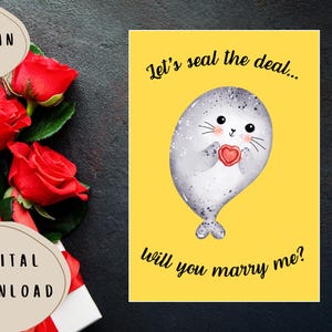Afdrukbare zegel zal je met me trouwen, leuke afdrukbare instant download Valentijnsdagkaart, voorstel Seal the Deal-kaart, beste cadeau voor haar hem