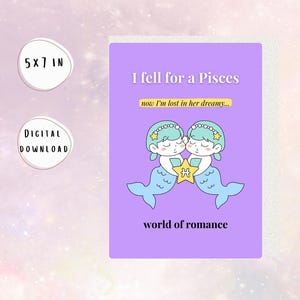 Me enamoré de un Piscis: linda tarjeta digital de amor / tarjeta romántica con temática astrológica / descarga instantánea