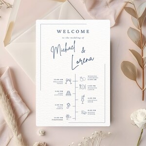 Personalized Wedding Itinerary Card: Elegant Timeline (Digital Download)