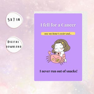 Carta engraçada do amor do zodíaco de Câncer - Download instantâneo