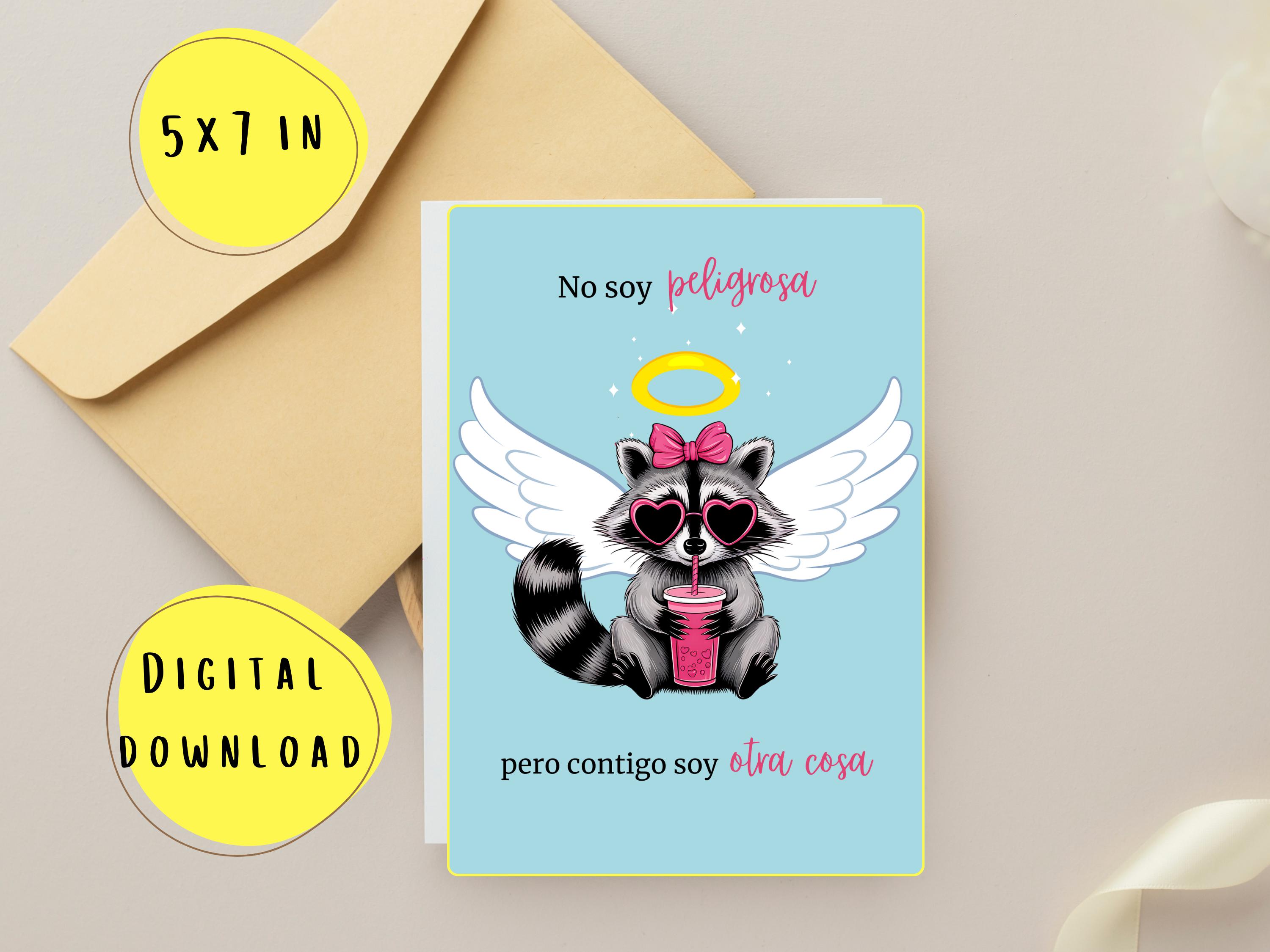 Cheeky Raccoon Love Notes: Funny Spanish Love \u0026 Anniversary Digital Card -  Etsy Israel, image size:3000x2250