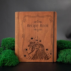 Personalized Wooden Recipe Book Binder Custom Journal Cookbook Notebook Gift for Her for Daughter Birthday Gift Moms Dad