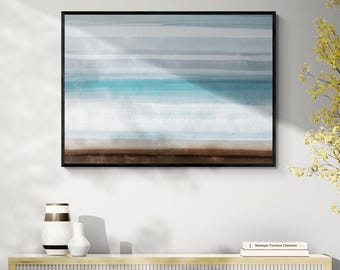 Fading Horizons Abstract Landscape Print – Blue Neutral Calm Wall Art (Digital Download)