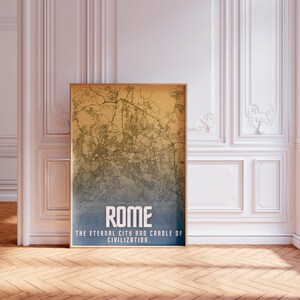 Carta decorativa di Roma, la città eterna, culla della civiltà, geografia e viaggi, poster decorativo, arte decorativa da parete