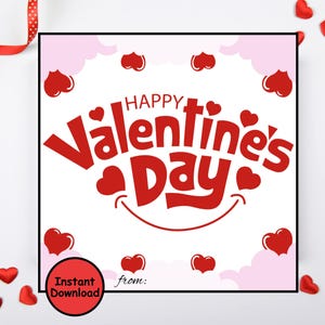 Printable Heart Valentine Gift Tags, Kids Valentine&#39;s Day Tags for Treats & Gifts, Printable Digital Download, Valentine Favor Labels