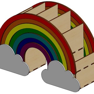Organizador de escritorio arcoiris con cajones - archivos cortados con láser