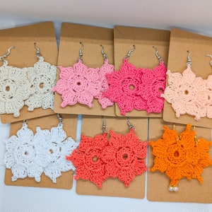Handmade Floral Crochet Earrings - Boho Chic Statement