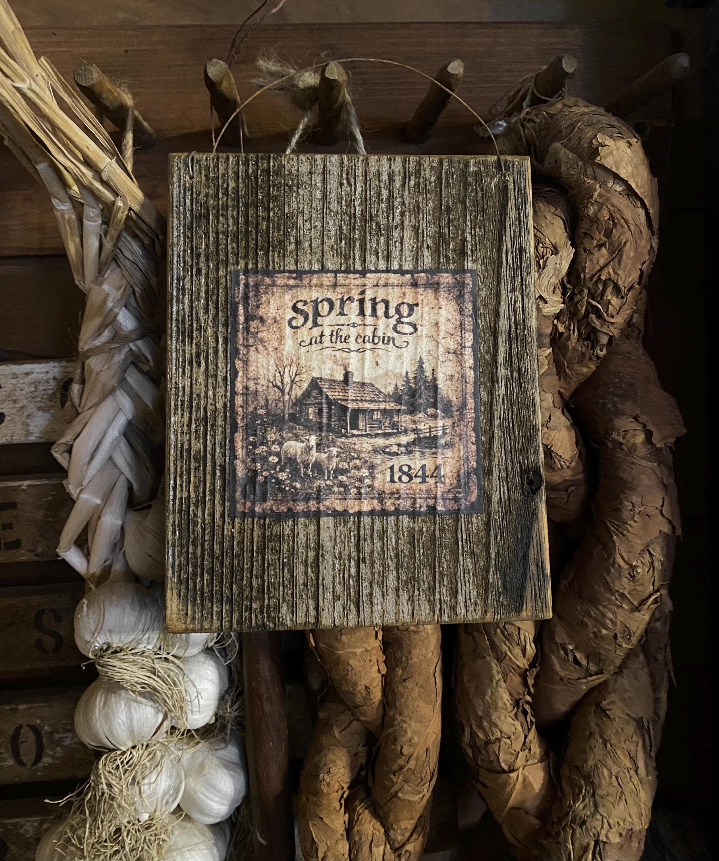 Primitive Spring Cabin Sign Hanger Recycled Wood - Etsy