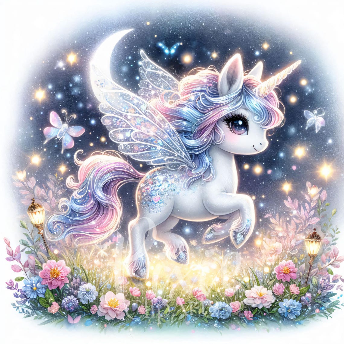 Magical Fairy Unicorn Clipart | Set of 8 JPEG High Quality 300DPI JPEG ...