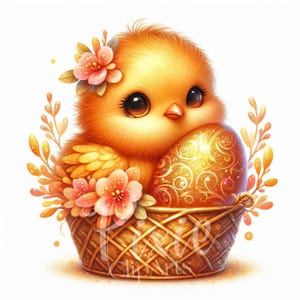 Clipart di pulcino dorato di Pasqua, set di clipart di pulcino carino - 8 JPG Clipart di Pasqua stampabili di alta qualità, pulcino primaverile carino, clipart primaverile