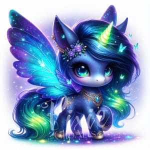 Magische fee eenhoorn clipart | Set van 10 JPG hoge kwaliteit 300 DPI JPG, Twilight Bloom Fairy Unicorn voor plakboek, dagboek, Paper Craft