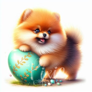 Clipart chiot de Pâques | Chiots de printemps ludiques | Lot de 10 JPG 300 ppp de haute qualité, clipart imprimable | Sublimation | Revue