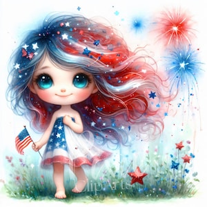 4th of July Gnome Clipart | Set of 10 High Quality 300DPI JPEG | Whimsical Patriotic Gnome for Scrapbook, Journal, Paper Crafts, Sublimation