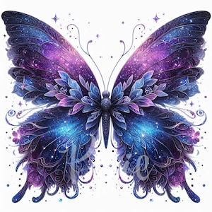 Clipart papillon lunatique | Lot de 10 JPG 300 DPI de haute qualité, papillon crépusculaire pour scrapbooking, journal, créations en papier, papillon floral