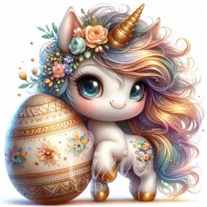 Magical Easter Unicorn Clipart, Easter Rustic Unicorn Set of 8 JPEG High Quality Printable Clipart Sublimation Design, Junk Journal