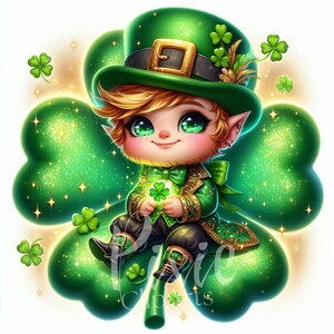 Saint Patrick&#39;s Day Leprechaun Clipart |  Clover Leaf Leprechaun Clipart | Set of 8 High Quality 300DPI JPEG, Printable Clipart |