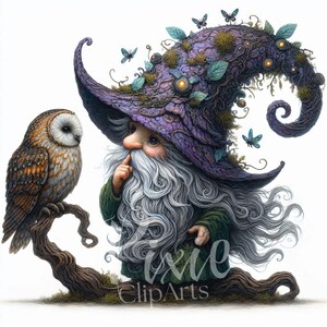 Magical Gnome Clipart | Set of 10 High Quality 300DPI JPEG | Whispering Willow Keeper Gnome for Scrapbook, Journal, Paper Craft, Sublimation