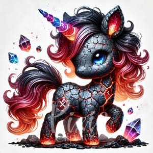 Magical Runes Unicorn Clipart, Sparkling Gemstone Unicorn Set of 8 JPG High Quality Printable Clipart Sublimation -U2425