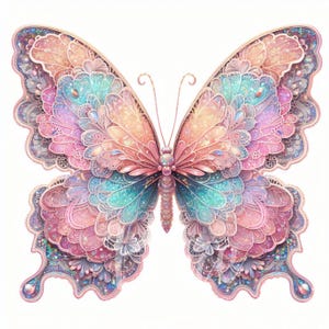 Clipart papillon lunatique | Ensemble de 10 haute qualité 300 DPI JPG, papillon pastel poussière pour album, journal, travaux manuels en papier, papillon floral