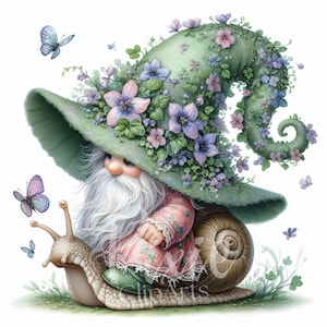Magical Gnome Clipart | Set of 10 High Quality 300DPI JPEG | Rosewood Melody Gnome for Scrapbook, Junk Journal, Paper Crafts, Sublimation