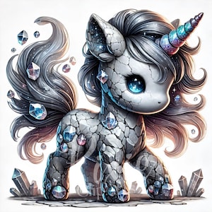 Magical Crystal Unicorn Clipart, Sparkling Gemstone Unicorn Set of 8 JPG High Quality Printable Clipart Sublimation -U2425