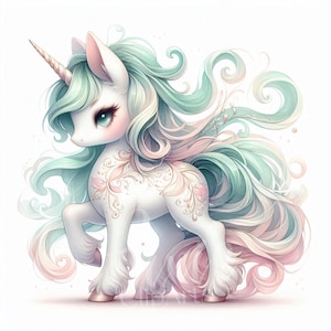 Magical Fairy Unicorn Clipart | Set of 10 JPEG High Quality 300DPI JPEG, The Spirited Unicorn for Scrapbook, Journal, Paper Crafts