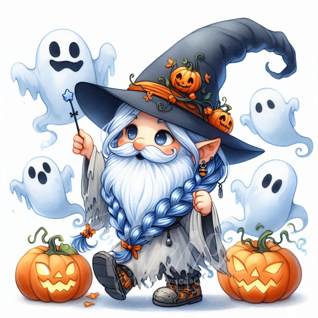 Halloween Gnome Clipart | Set of 10 High Quality 300DPI JPEG | Ghostly ...