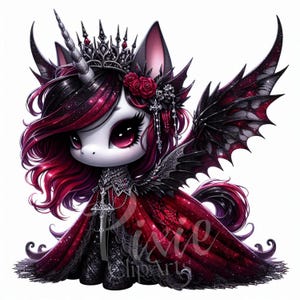Magical Halloween Unicorn | Set of 10 High Quality 300DPI JPG, Gothic Bat Fairy Unicorn for Scrapbook, Fantasy Junk Journal, Paper Crafts,