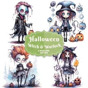 4 ウォーロック ウィッチ シーズン PNG、魔女のハロウィーン クリップアート、秋の昇華デザイン、DTF 転写デザイン、タンブラー ラップ、ステッカー、マグカップ、パート 1